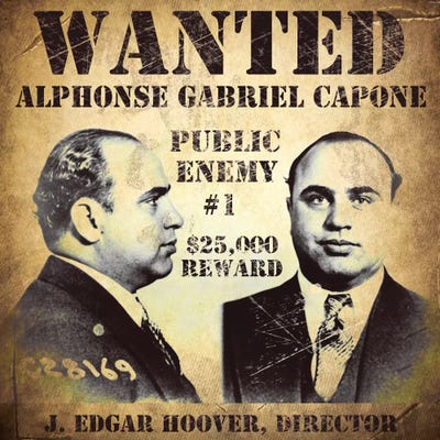 Al Capone Wanted Poster Canvas Print by Vintage Apple 