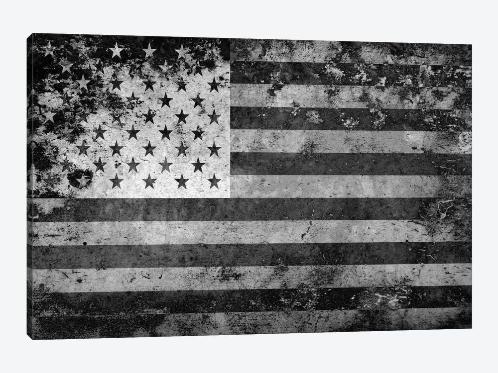 USA "Melting Film" Flag in Black & White Art Print by ...