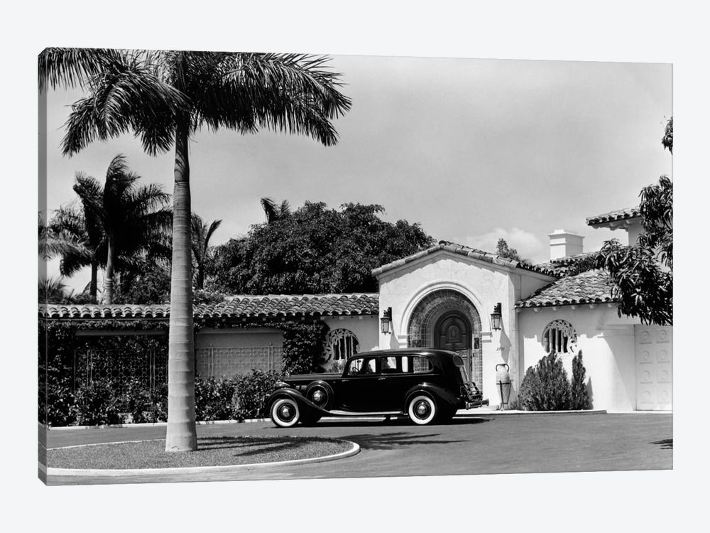 1930s Car In Circular Driveway Of Tropical St... | Vintage Images ...